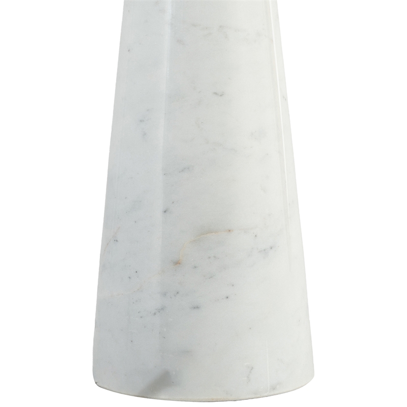Meridian Furniture Dolomia White Genuine Marble Base And Cotton Shade Table Lamp