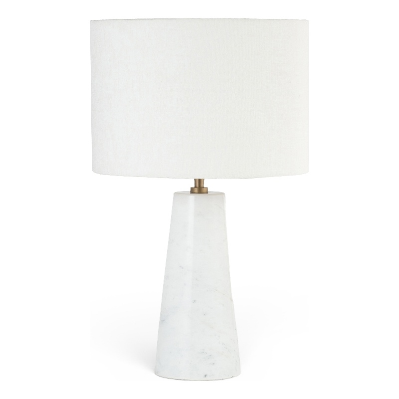 Meridian Furniture Dolomia White Genuine Marble Base And Cotton Shade Table Lamp