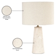 Meridian Furniture Dolomia Travertine Base And Linen Shade Table Lamp