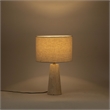 Meridian Furniture Dolomia Travertine Base And Linen Shade Table Lamp