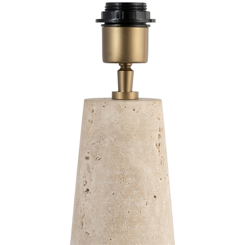 Meridian Furniture Dolomia Travertine Base And Linen Shade Table Lamp