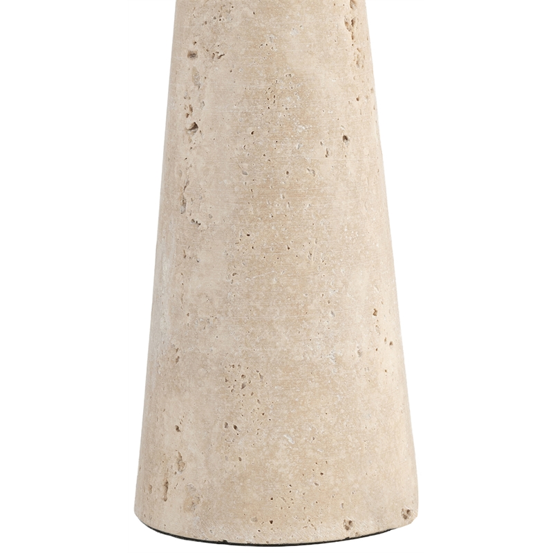 Meridian Furniture Dolomia Travertine Base And Linen Shade Table Lamp