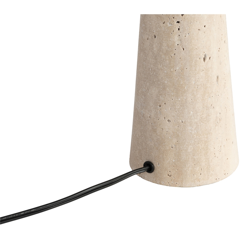 Meridian Furniture Dolomia Travertine Base And Linen Shade Table Lamp