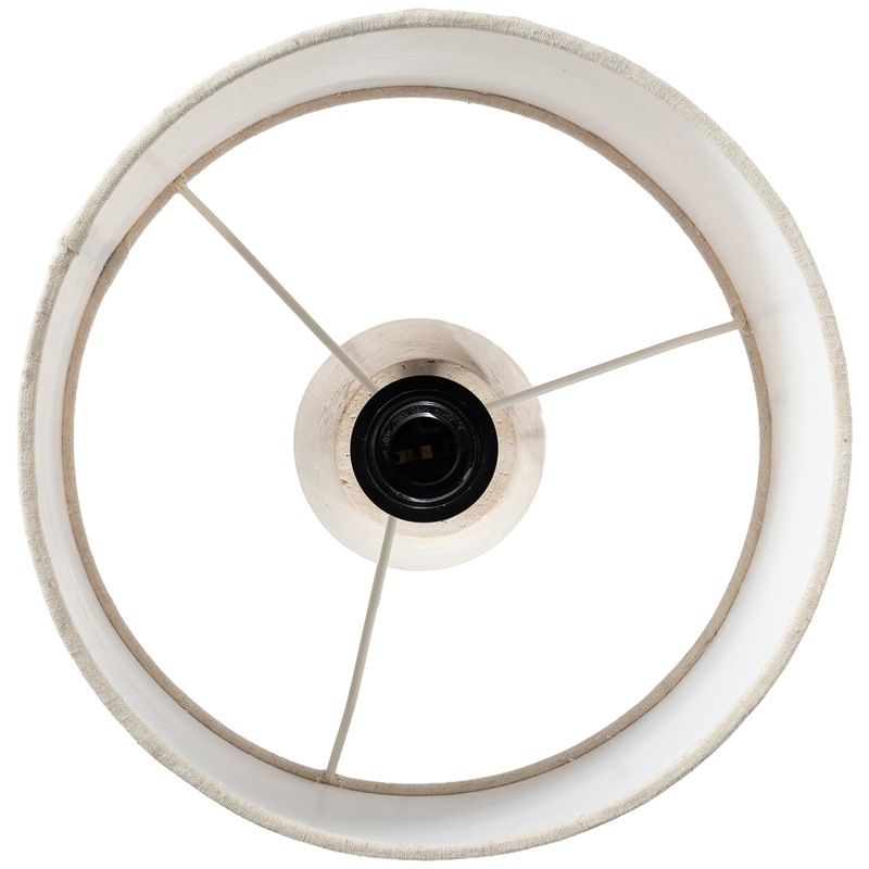 Meridian Furniture Dolomia Travertine Base And Linen Shade Table Lamp