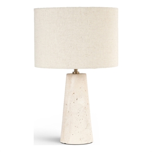 Meridian Furniture Dolomia Travertine Base And Linen Shade Table Lamp