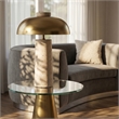 Meridian Furniture Arcadia Travertine Base And Iron Shade Table Lamp