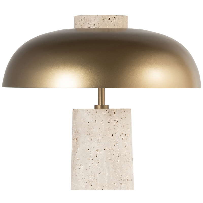 Meridian Furniture Arcadia Travertine Base And Iron Shade Table Lamp