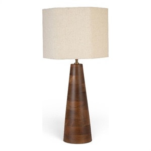 Meridian Furniture Juniper Brown Mango Wood Base And Linen Shade Table Lamp