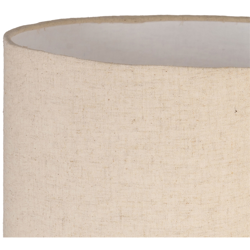 Meridian Furniture Palea Travertine / Mango Wood Base And Linen Shade Table Lamp
