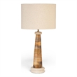 Meridian Furniture Palea Travertine / Mango Wood Base And Linen Shade Table Lamp