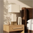 Meridian Furniture Vellara Travertine Base And Linen Shade Table Lamp