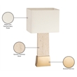 Meridian Furniture Vellara Travertine Base And Linen Shade Table Lamp