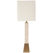 Meridian Furniture Vellara Travertine Base And Linen Shade Table Lamp
