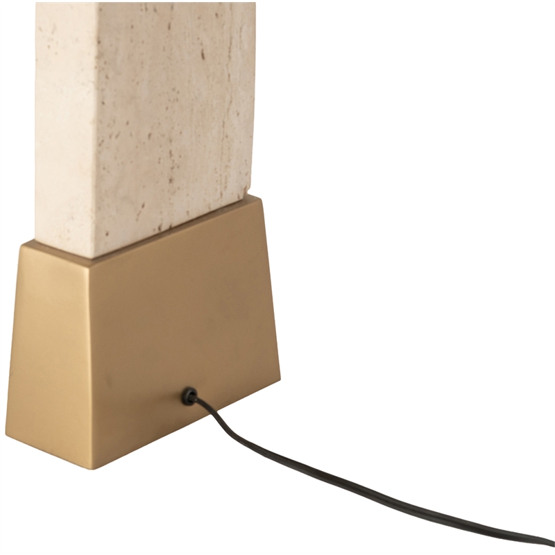 Meridian Furniture Vellara Travertine Base And Linen Shade Table Lamp