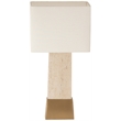 Meridian Furniture Vellara Travertine Base And Linen Shade Table Lamp