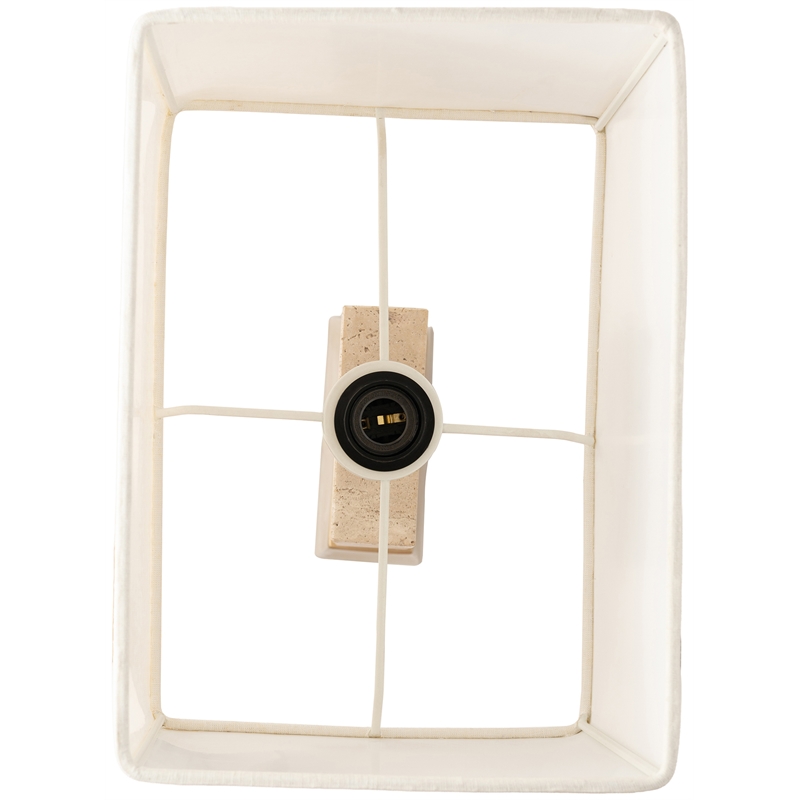 Meridian Furniture Vellara Travertine Base And Linen Shade Table Lamp