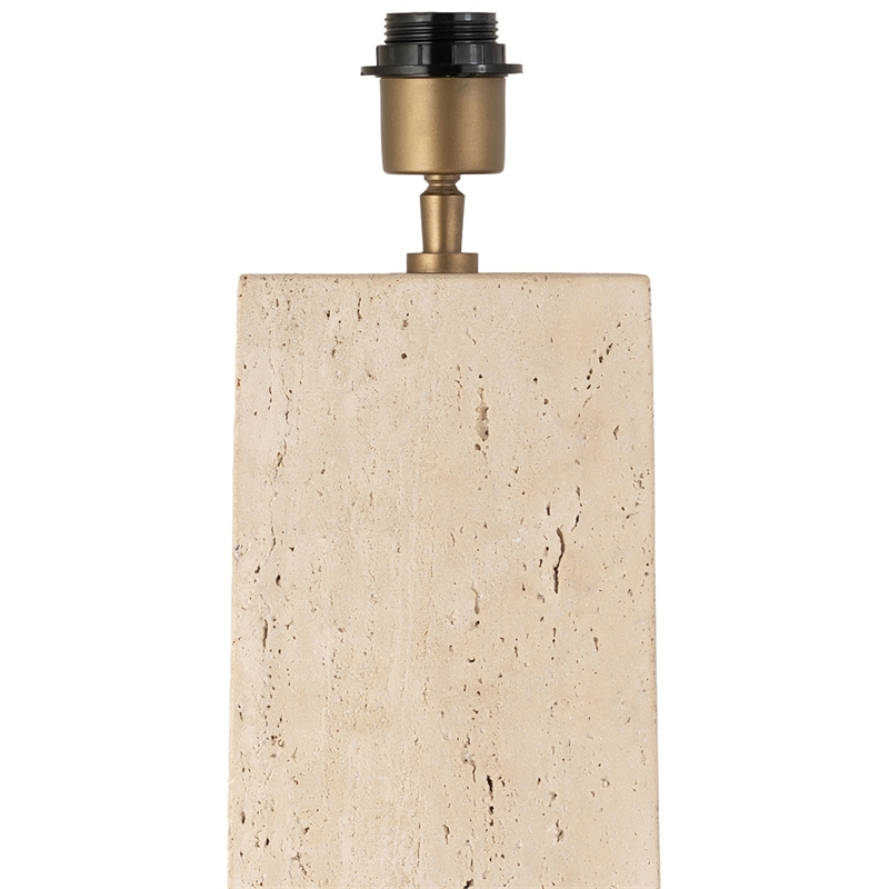 Meridian Furniture Vellara Travertine Base And Linen Shade Table Lamp