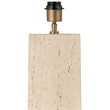 Meridian Furniture Vellara Travertine Base And Linen Shade Table Lamp