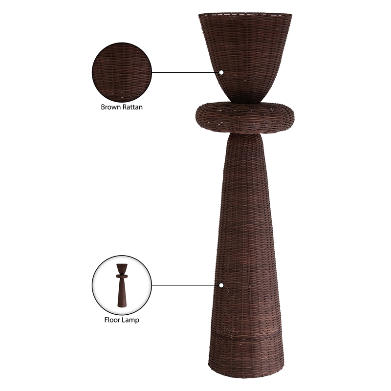 Meridian Furniture Kindred Brown Rattan Floor Lamp