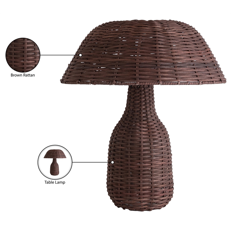 Meridian Furniture Havana Brown Rattan Table Lamp