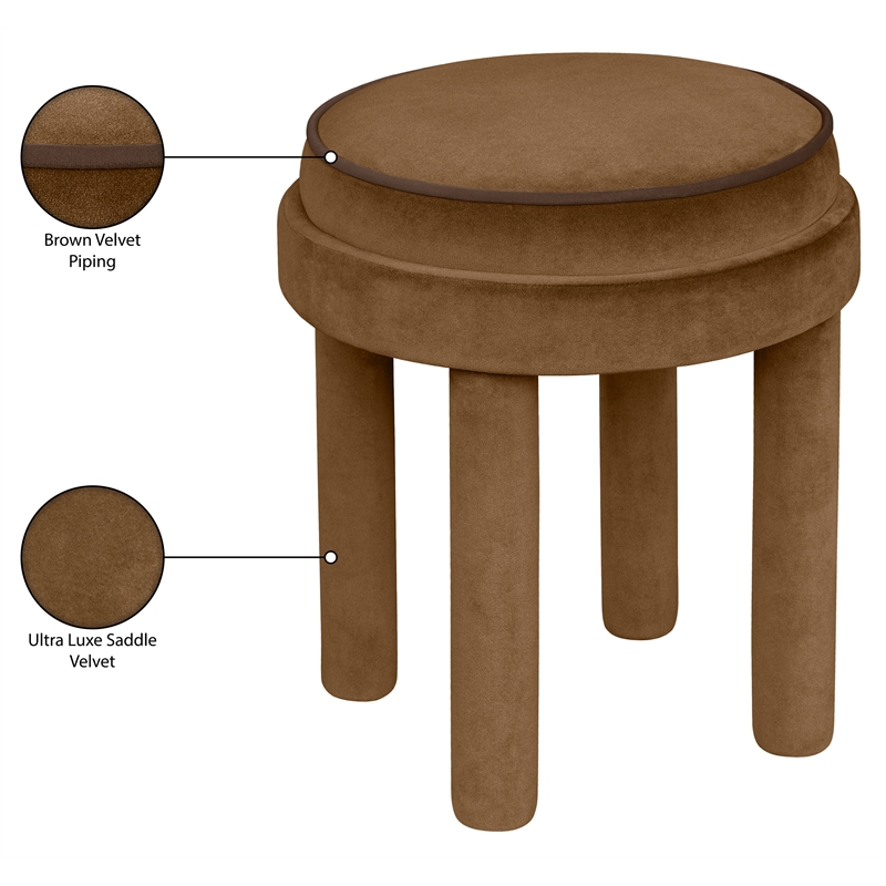 Meridian Furniture Velin Saddle Velvet Upholstered Ottoman / Stool