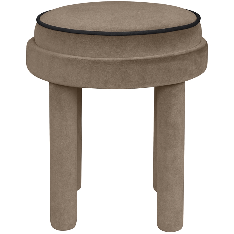 Meridian Furniture Velin Taupe Velvet Upholstered Ottoman / Stool