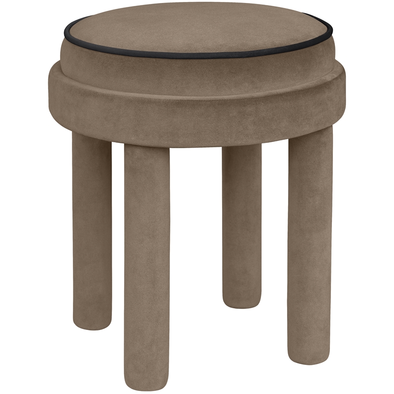 Meridian Furniture Velin Taupe Velvet Upholstered Ottoman / Stool