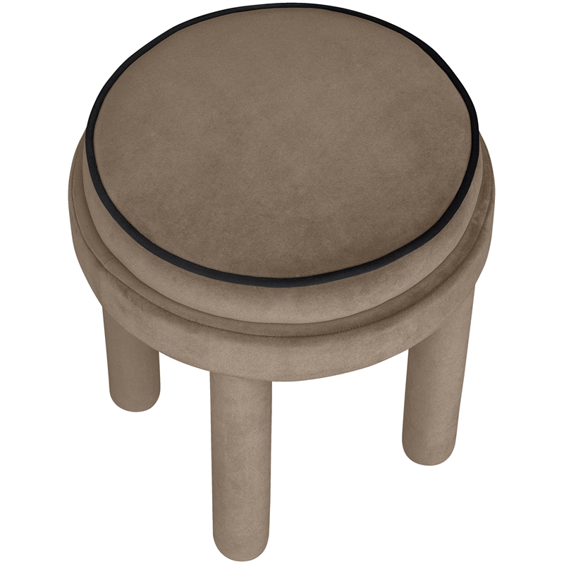Meridian Furniture Velin Taupe Velvet Upholstered Ottoman / Stool