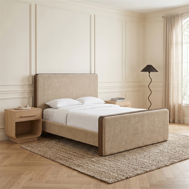 Meridian Furniture Dalton Beige Fabric Upholstered Full Bed