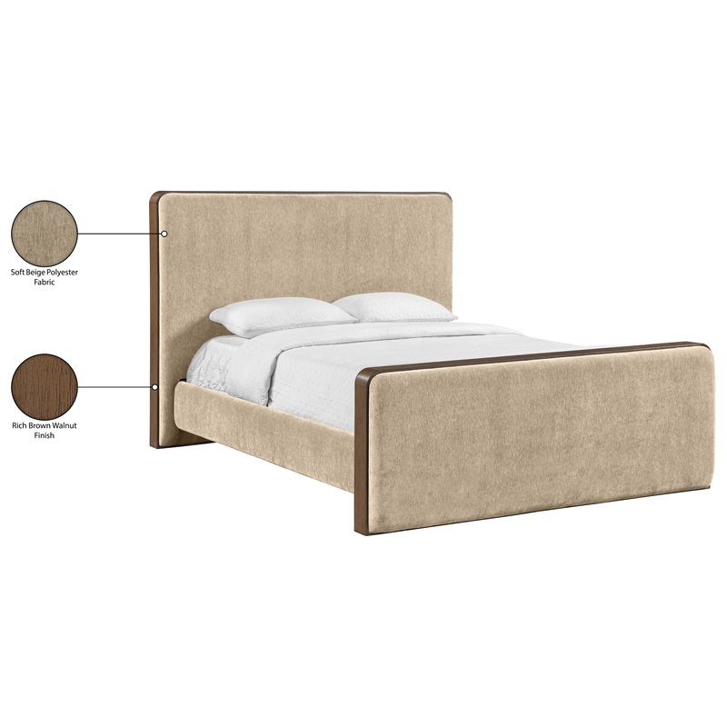 Meridian Furniture Dalton Beige Fabric Upholstered Full Bed
