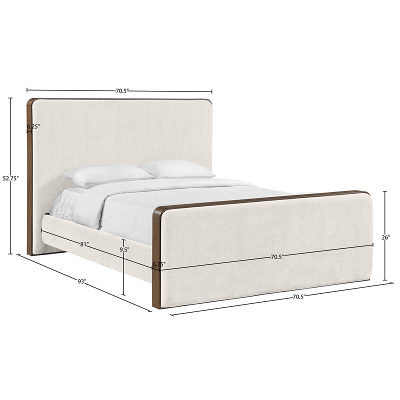 Meridian Furniture Dalton Cream Fabric Upholstered Queen Bed