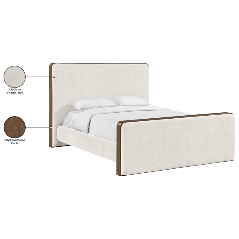 Meridian Furniture Dalton Cream Fabric Upholstered Queen Bed