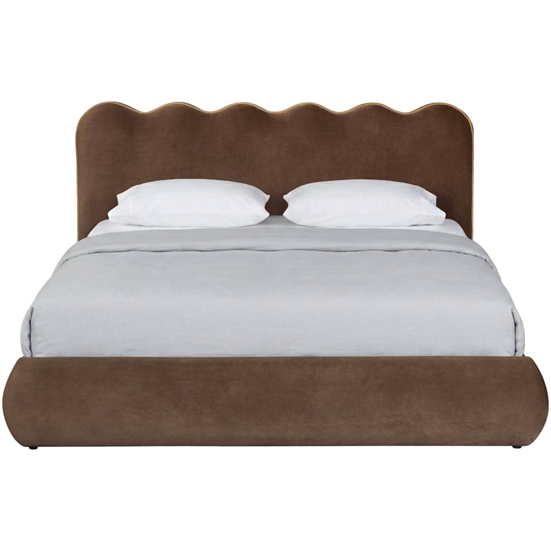 Meridian Furniture Tempo Brown Velvet Upholstered King Bed