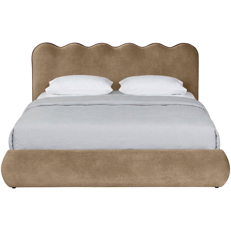 Meridian Furniture Tempo Beige Velvet Upholstered Full Bed