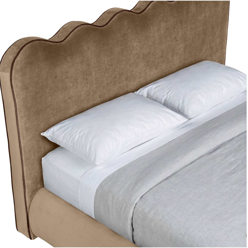 Meridian Furniture Tempo Beige Velvet Upholstered Full Bed