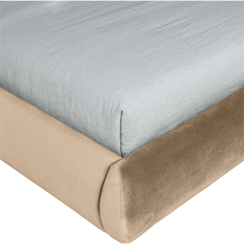 Meridian Furniture Tempo Beige Velvet Upholstered Full Bed
