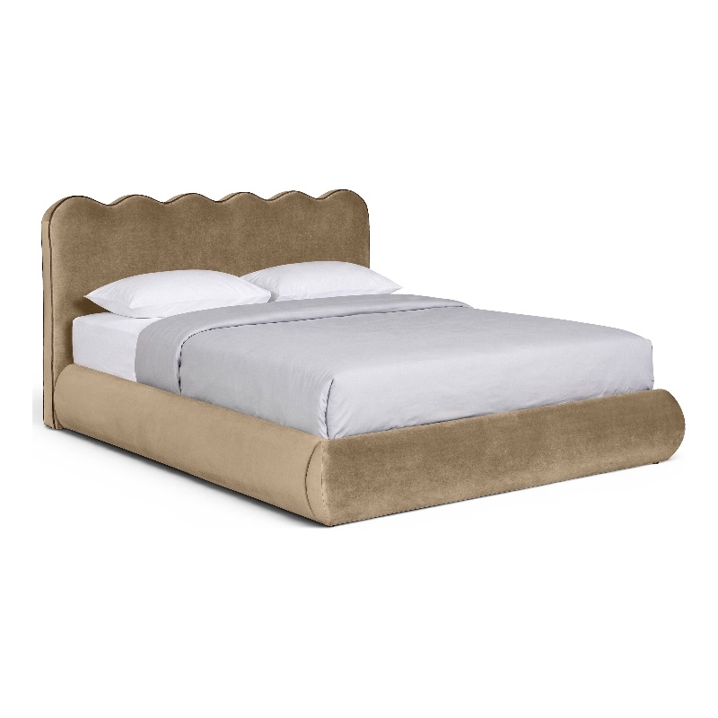 Meridian Furniture Tempo Beige Velvet Upholstered Full Bed