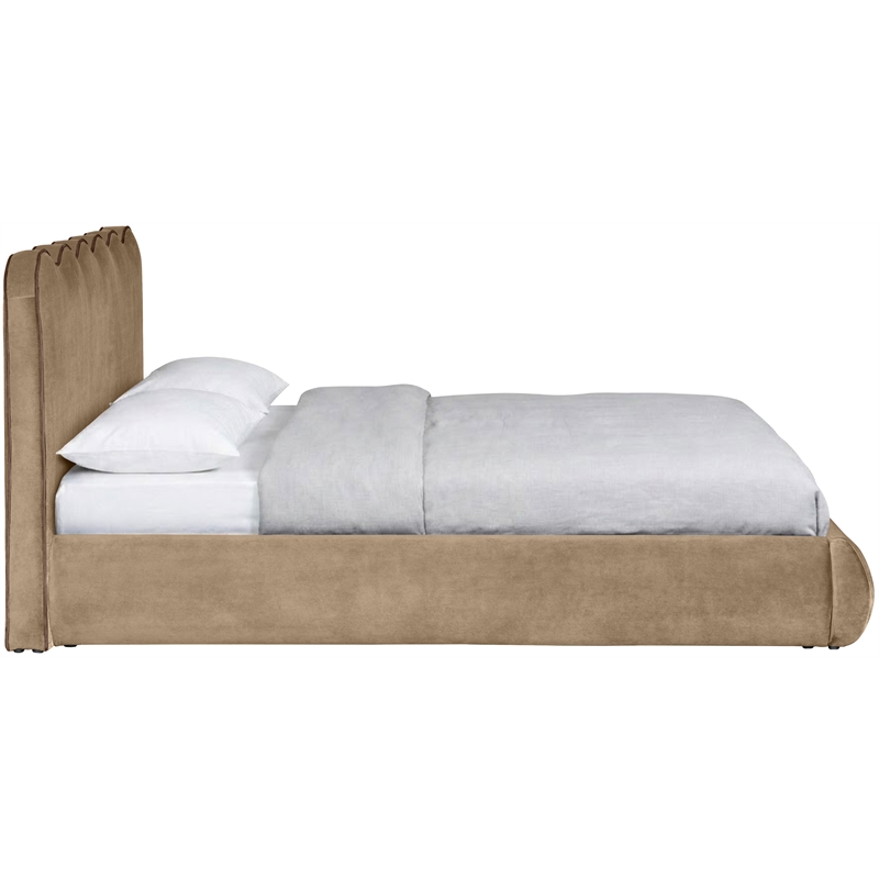 Meridian Furniture Tempo Beige Velvet Upholstered Queen Bed