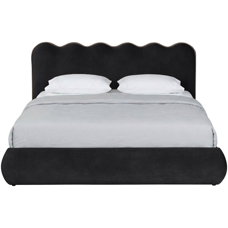 Meridian Furniture Tempo Black Velvet Upholstered Full Bed