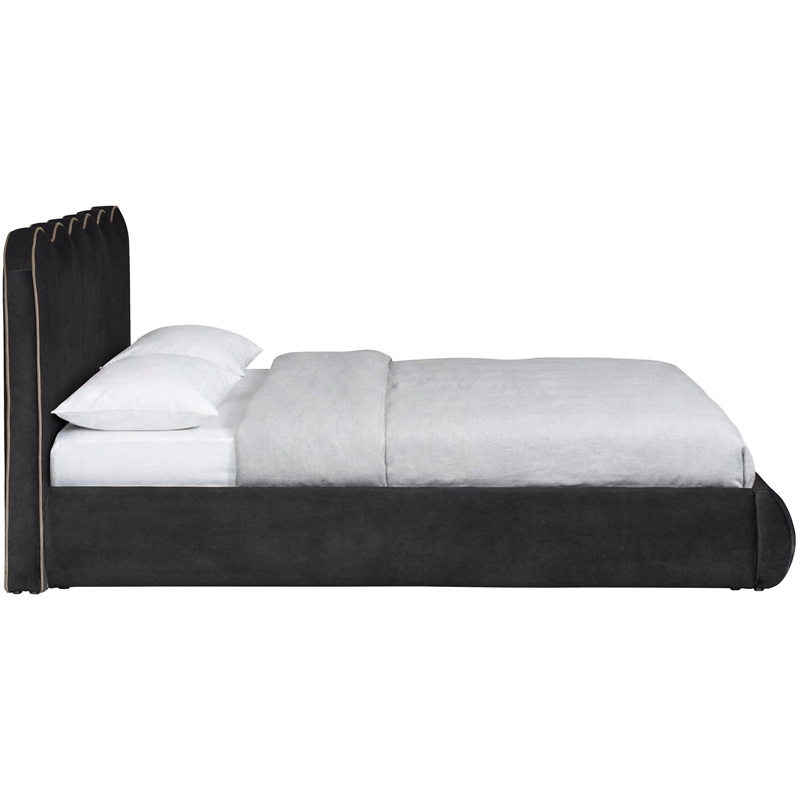 Meridian Furniture Tempo Black Velvet Upholstered Full Bed