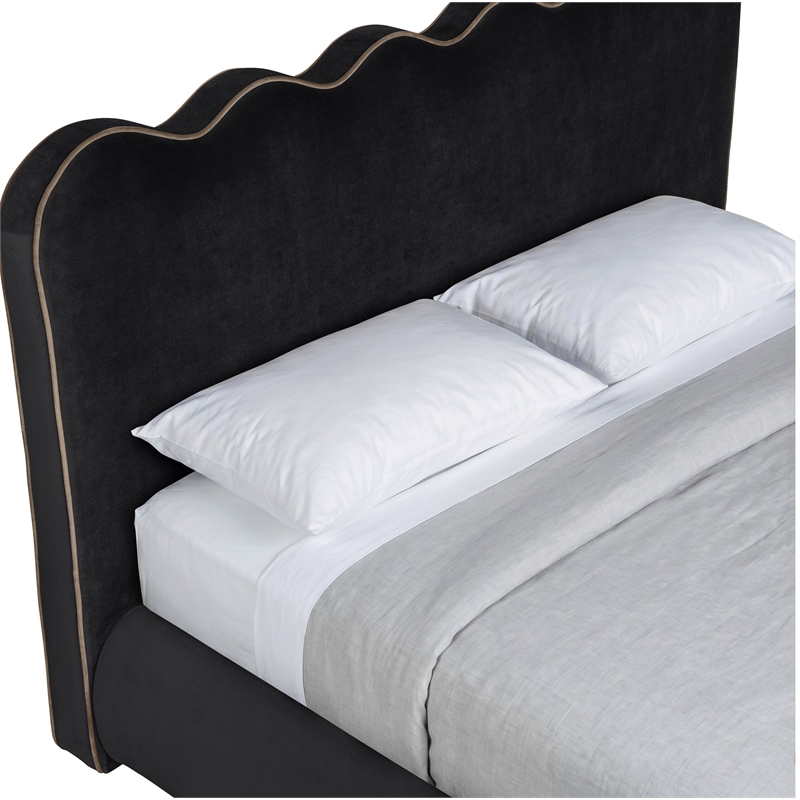 Meridian Furniture Tempo Black Velvet Upholstered Full Bed