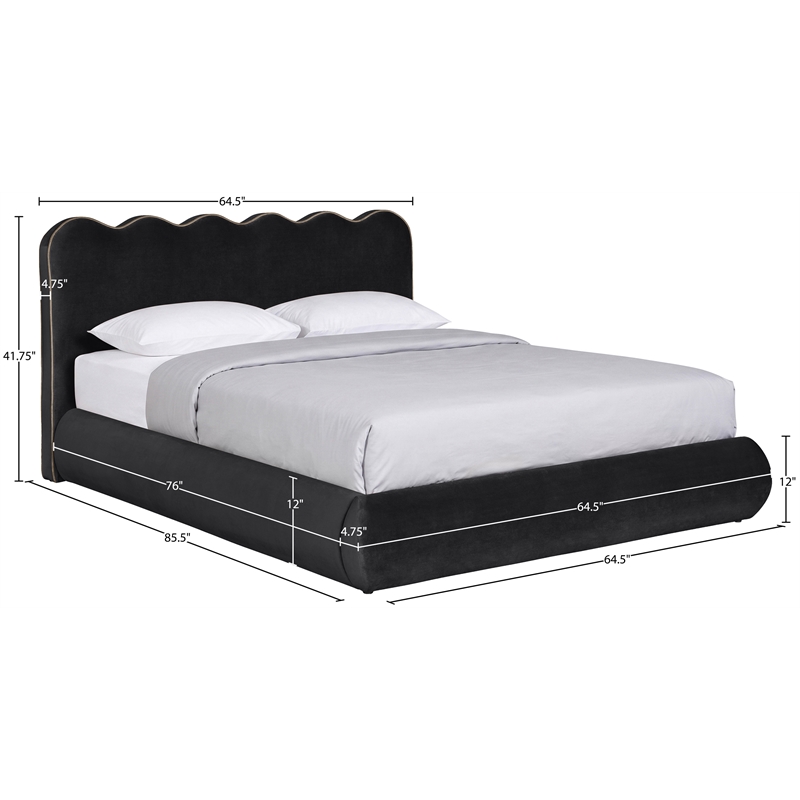 Meridian Furniture Tempo Black Velvet Upholstered Full Bed