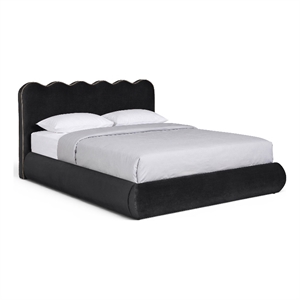 Meridian Furniture Tempo Black Velvet Upholstered Queen Bed