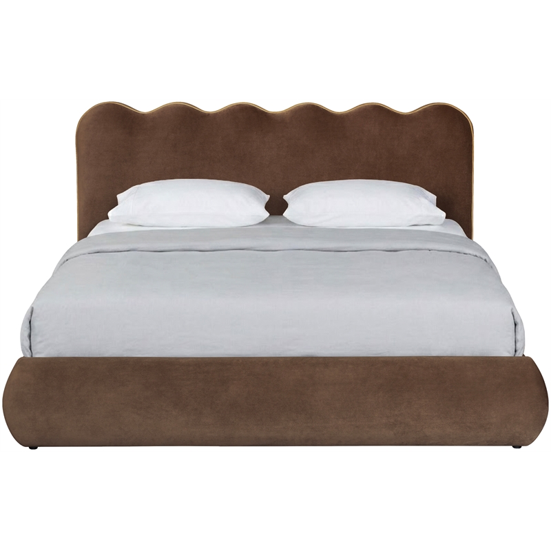 Meridian Furniture Tempo Brown Velvet Upholstered Queen Bed
