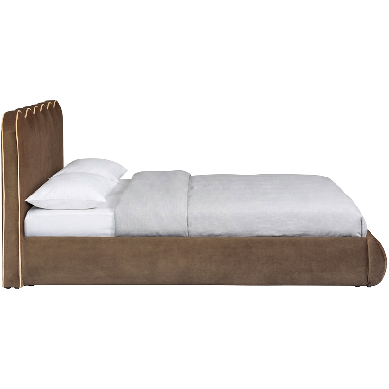 Meridian Furniture Tempo Brown Velvet Upholstered Queen Bed