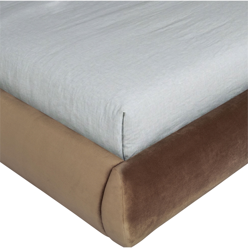 Meridian Furniture Tempo Brown Velvet Upholstered Queen Bed