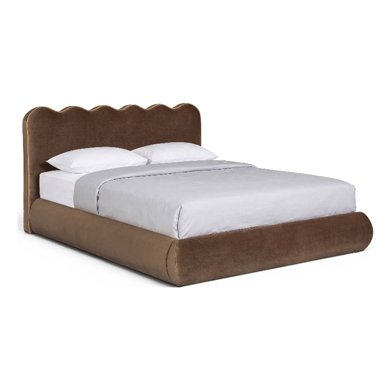 Meridian Furniture Tempo Brown Velvet Upholstered Queen Bed