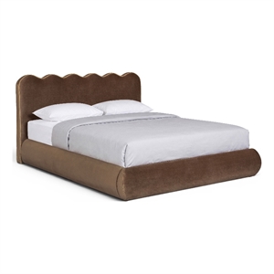 Meridian Furniture Tempo Brown Velvet Upholstered Queen Bed