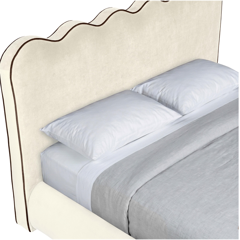 Meridian Furniture Tempo Cream Velvet Upholstered Queen Bed