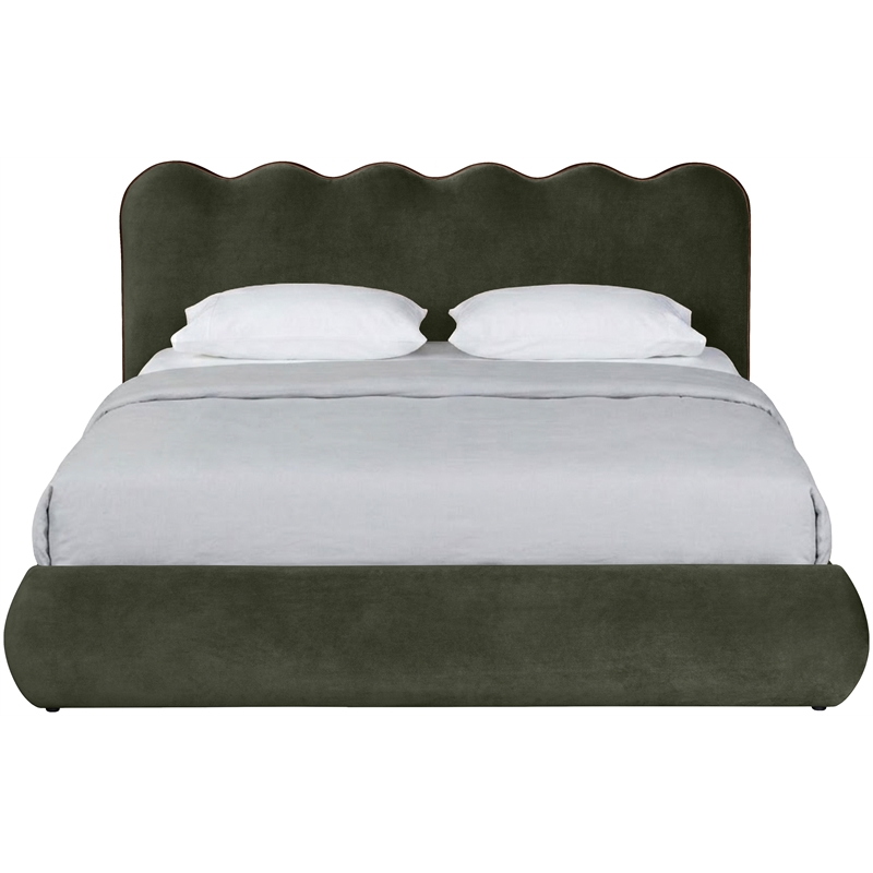 Meridian Furniture Tempo Green Velvet Upholstered Queen Bed